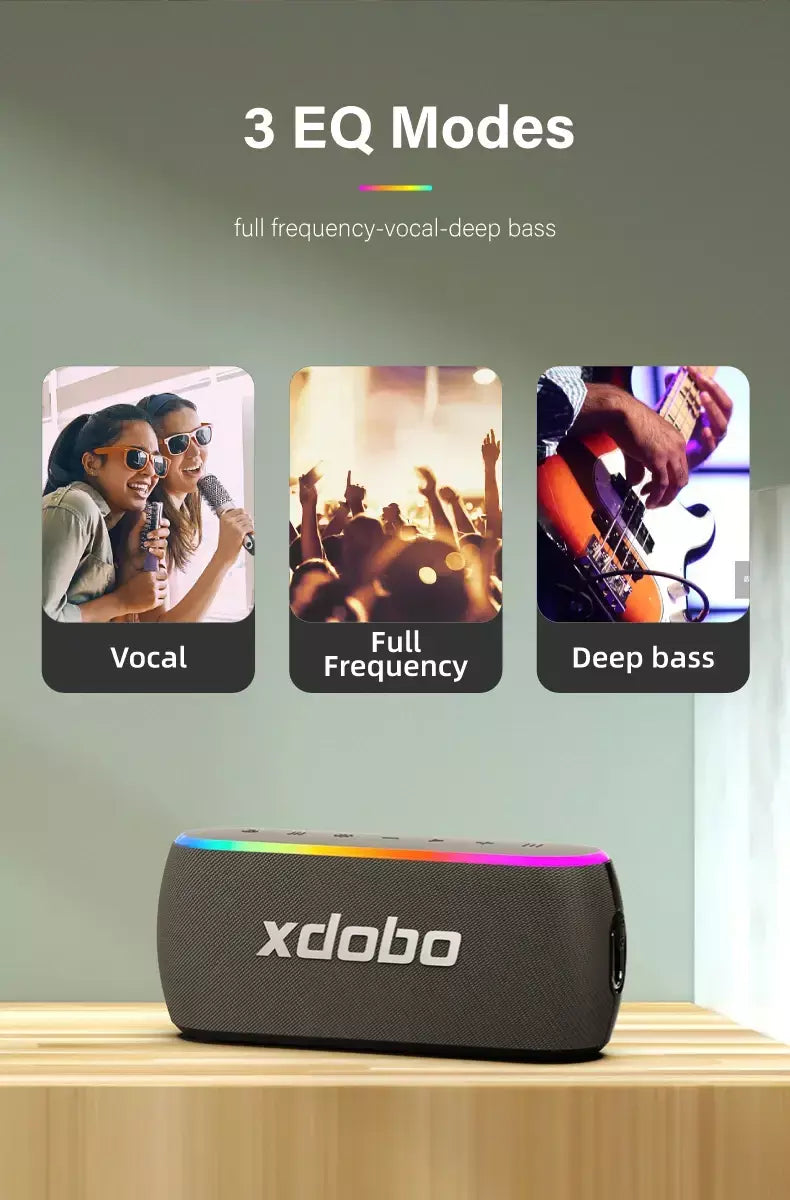 60w xdobo x8 iii alto-falante bluetooth subwoofer sem fio ipx7 6600mah banco de potência baixo duplo alto-falante ao ar livre para telefone inteligente tv