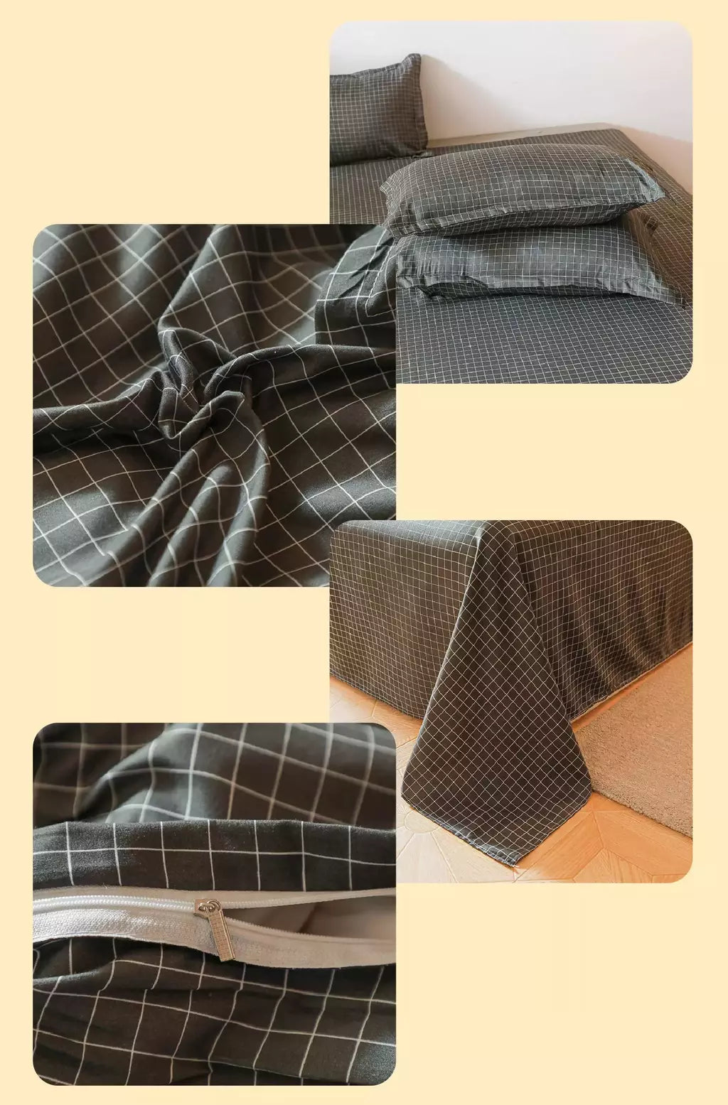 Preto branco pequenos verifica impresso conjunto de cama floral capa edredão fronha conjunto cama folha colcha único rainha rei tamanho