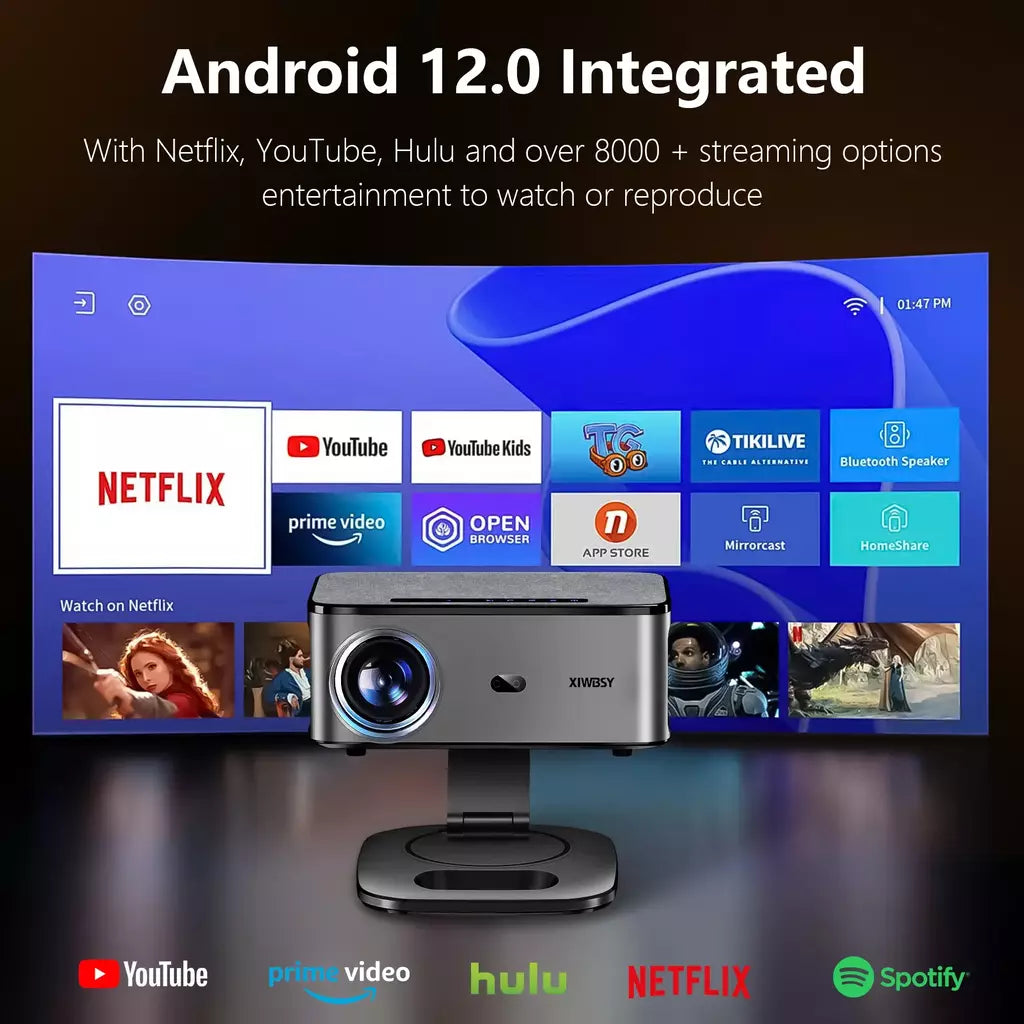 XWBSY 2025 T08 Projetor 40000Lumens Projetor Android 8K Decodificação Projetor AutoFocus Projetor LED 1080P Home Theater Beamer