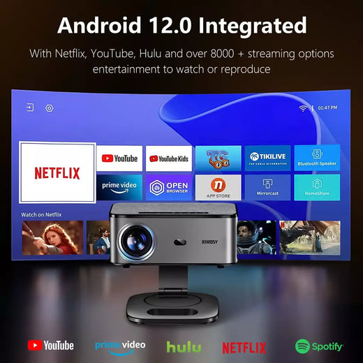 XWBSY 2025 T08 Projetor 40000Lumens Projetor Android 8K Decodificação Projetor AutoFocus Projetor LED 1080P Home Theater Beamer