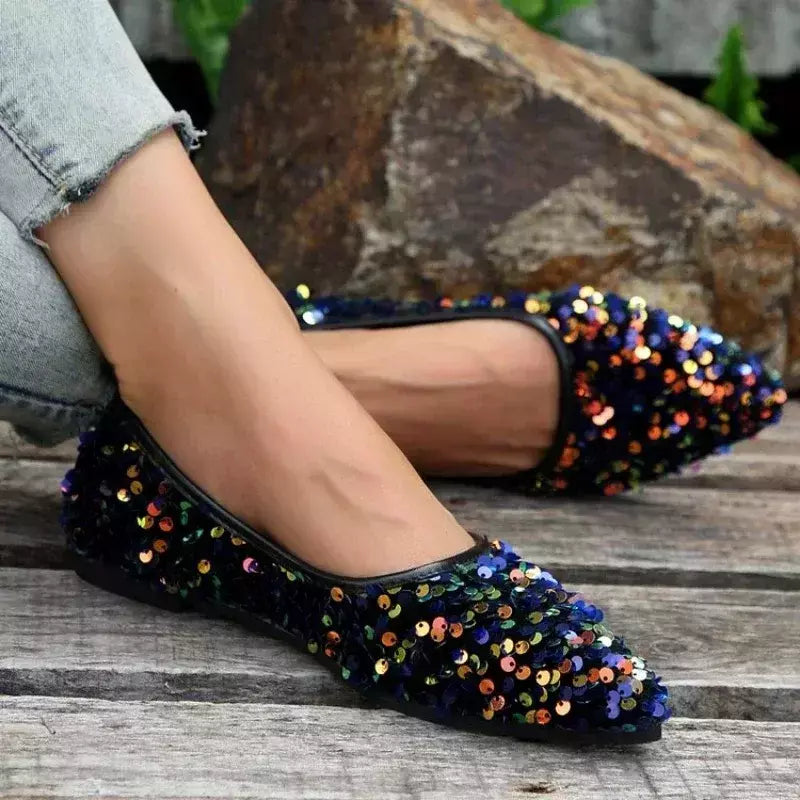 Apontou Toe Bling flats sapatos femininos, sapatos de caminhada casual, sandálias de primavera, marca de moda feminina, novo