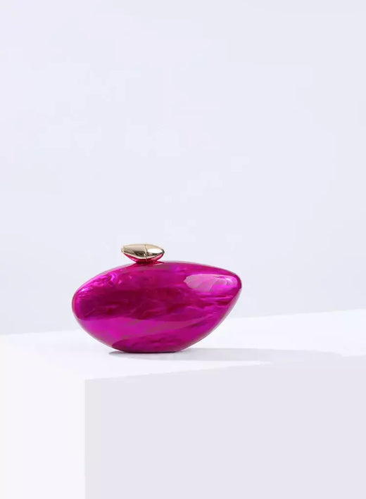 Saco de embreagem em forma de ovo acrílico para mulheres, bolsa de festa à noite, bolsa fofa, bolsa Rose Shell, designer de alta qualidade, nova