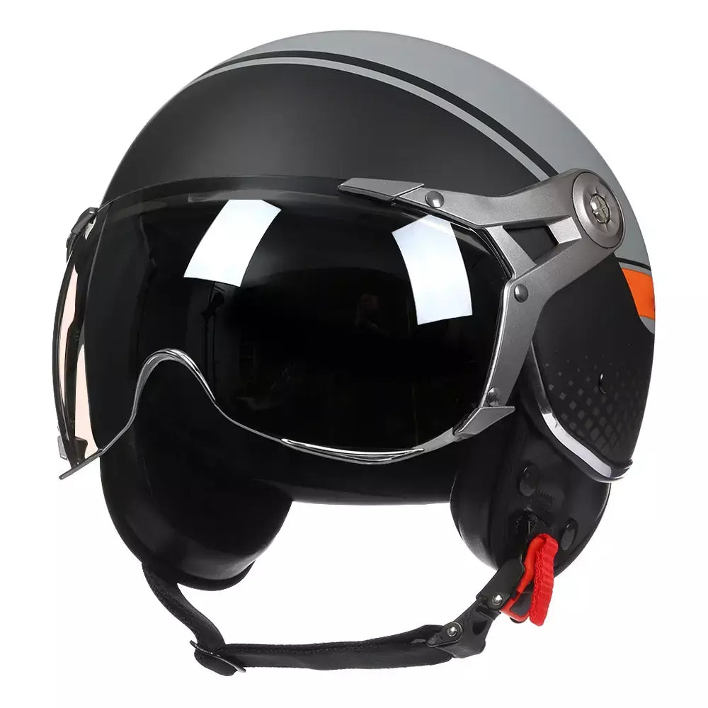 Vintage tt & cocascos capacete da motocicleta jet com viseira moto equitação 3/4 aberto meio capacete retro scooter capacete moto