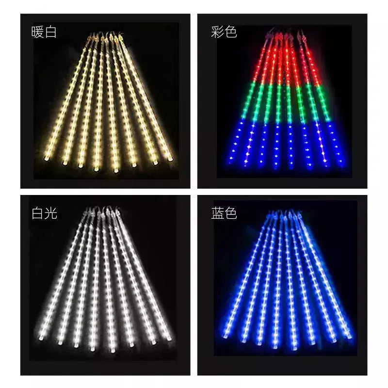 LED Meteor Shower Rain Lights Fairy String Light Impermeável Queda de chuva Festa de Natal Decoração de pátio 30cm