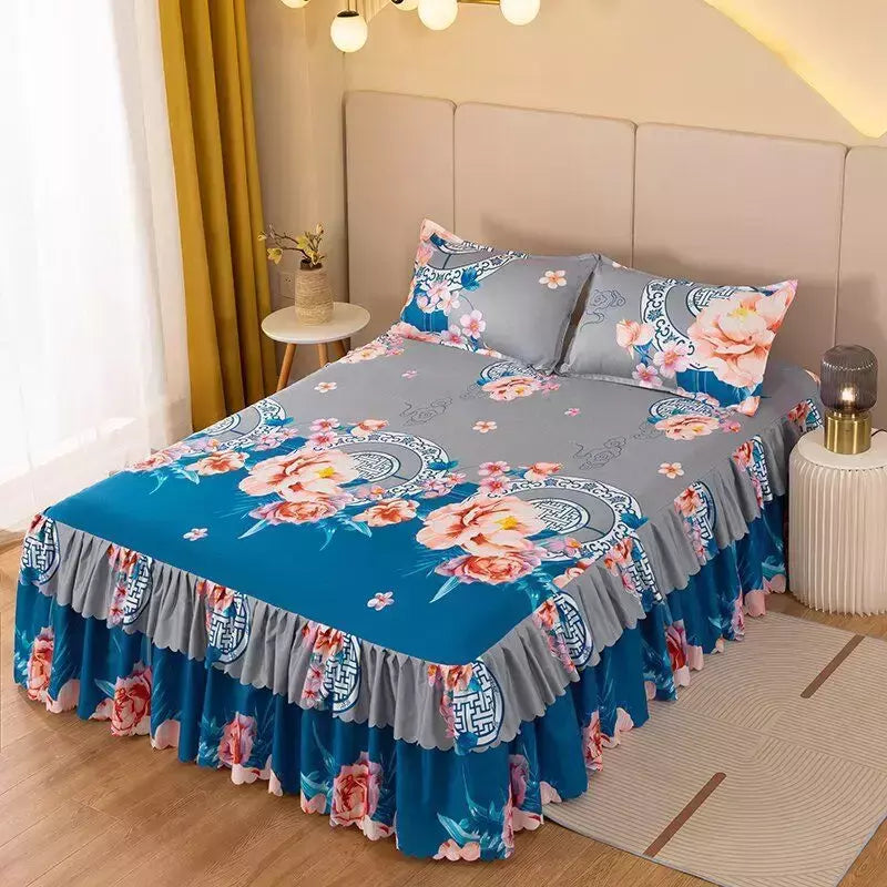 Lençóis planos respiráveis confortáveis, cama de luxo, colcha lavável, colchão king e queen size, saias de cama, moda