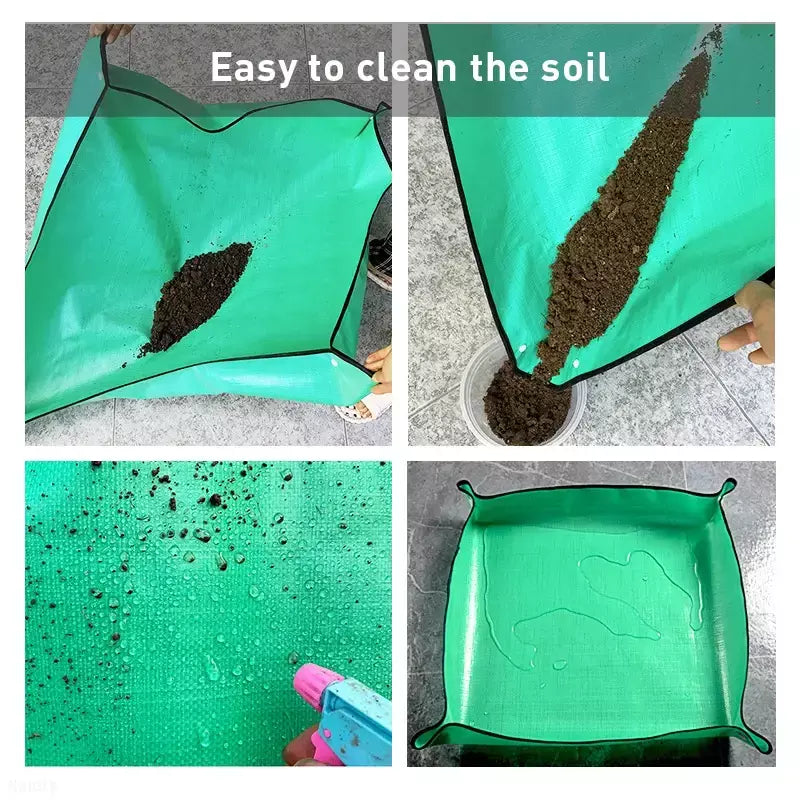 Tapete de plantio dobrável à prova d'água, tapete de jardim para vaso de flores, transplante, mistura de solo, ferramenta de poda de plantas