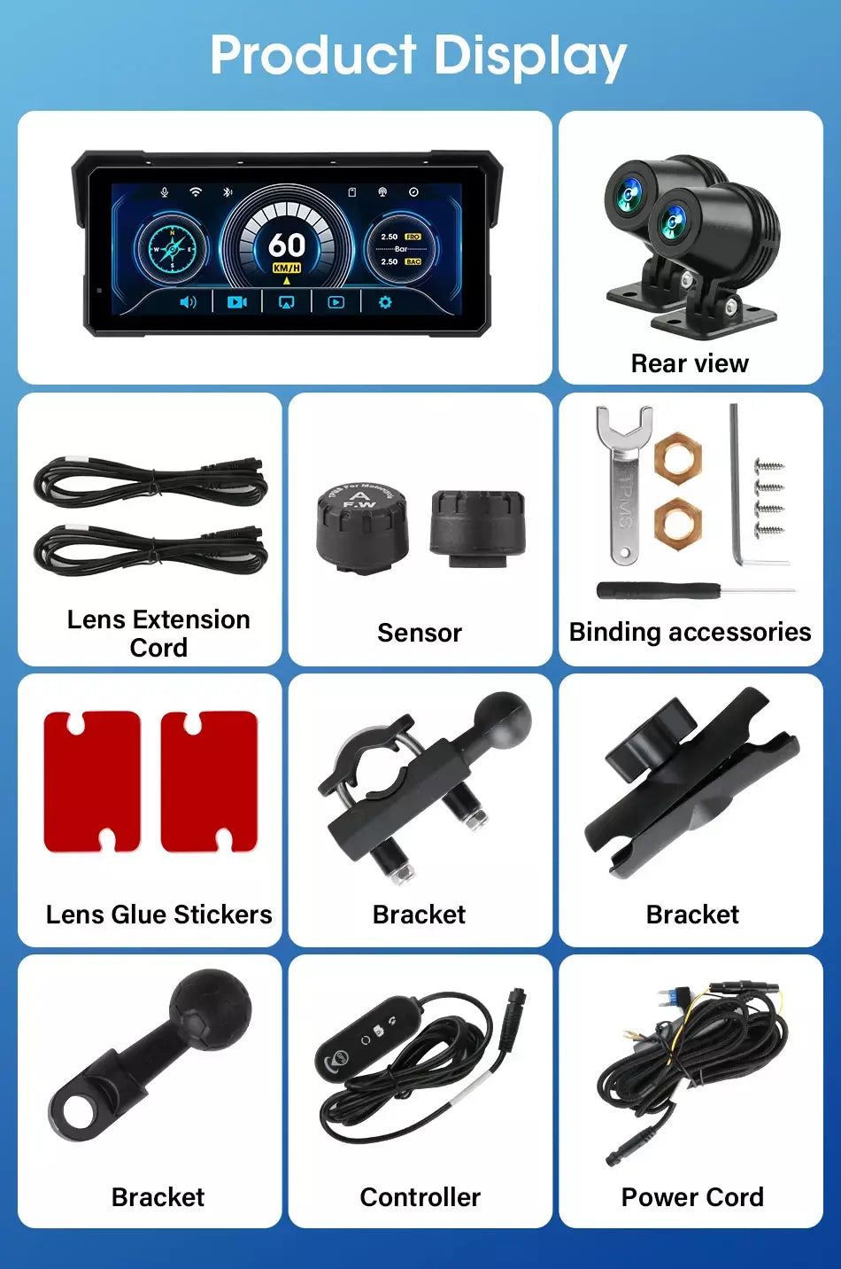 Jmcq portátil 8.1 polegada ip67 à prova dip67 água motocicleta 4k dvr navegação gps sem fio carplay android auto moto gravador monitor