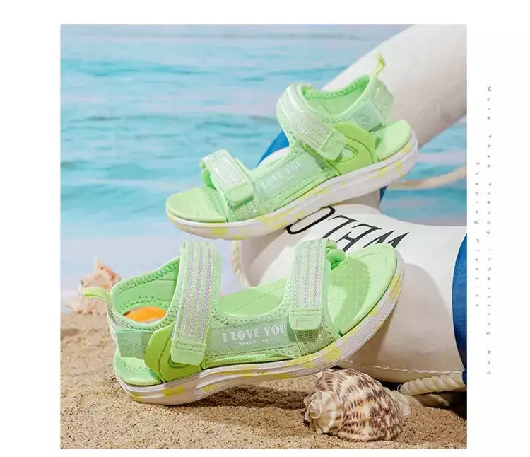 Sandálias de verão para meninas, sandálias esportivas ao ar livre, sapatos de praia casuais, confortáveis, antiderrapantes, moda, tamanho 40