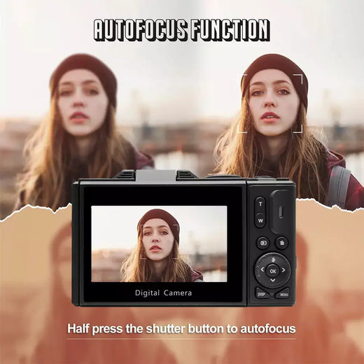 Câmera digital 4K para fotografia e câmera com zoom digital 18X Câmera compacta de vlogging de 64 MP 3 '' 180 ° Tela dobrável com flash