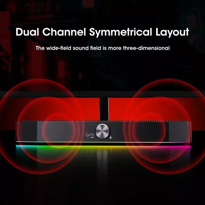 Barra de som sem fio Bluetooth 4D Surround RGB Luzes, subwoofer de graves profundos para laptop de jogos de PC de home theater, alto-falante multiroom 120W