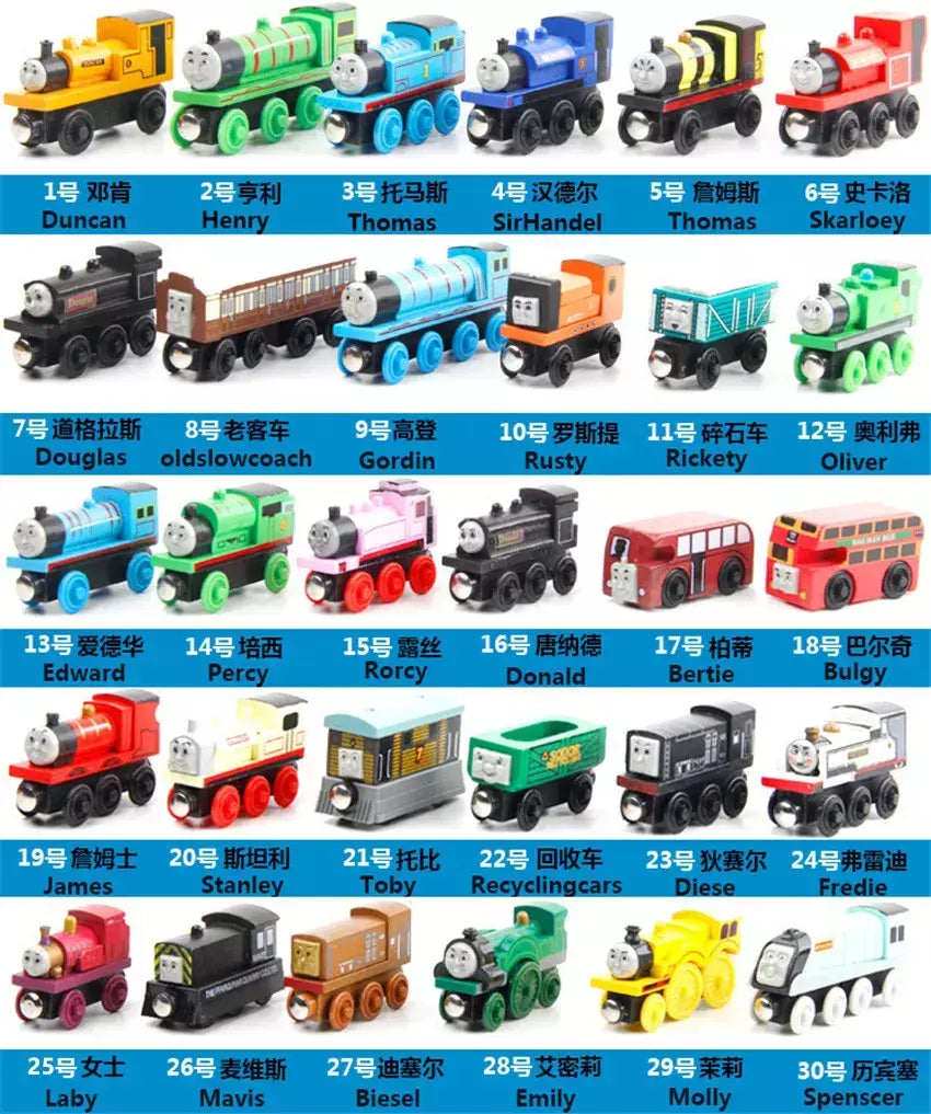 10 pçs/set trens de madeira magnética brinquedos pista veículo ferroviário locomotiva de madeira modelo de transporte para thomaing trem brinquedo presente crianças