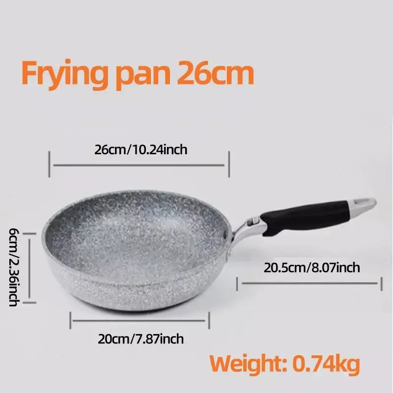 Frigideira Antiaderente de Pedra Durável, Frigideira de Caldeirão, Panelas de Fogão de Indução, Ovo Panqueca, Fogão a Gás, Home Wok, 28 cm, 26 cm, 24 cm, 20cm