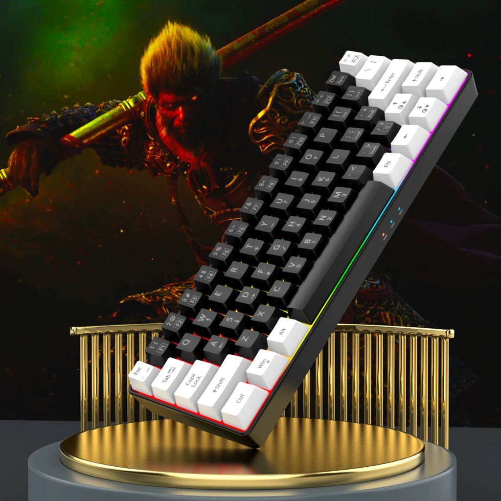 RGB Backlight Wired Mini Teclado Gaming, Ultra Compacto, Impermeável, Pequeno Compacto, 61 Teclas, Fit para PC, Mac Gamers, 60%