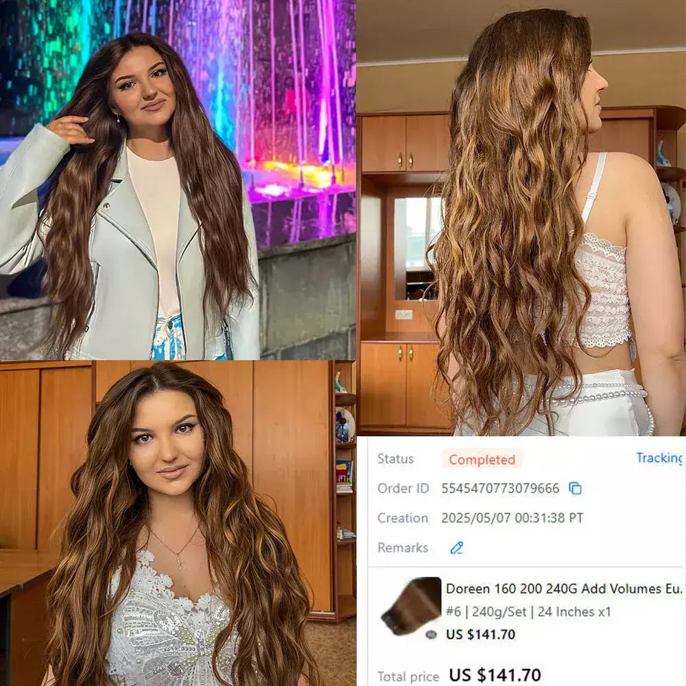 Doreen 160g 200g 240g série de volume máquina brasileira remy clipe reto em extensões de cabelo humano cabeça cheia 10 pçs 16 a 24 Polegada