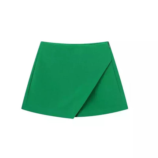 ASDS-Calções de Cintura Alta Feminina, Saias Assimétricas de Zíper Lateral, Monocromáticas, Preto, Branco, Mini, Moda Verão