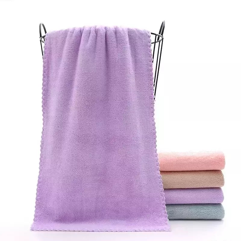 Toalha de rosto absorvente de microfibra grossa, alta densidade, velo coral, secagem rápida, macio, absorvente, limpo, rosto