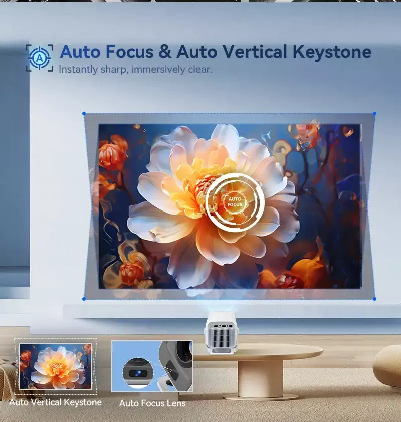 HUAWEISHI 4K Projetor Android Nativo Portátil 1080P Foco Automático 600ANSI Vídeo cinema em casa Projetor led hd externo