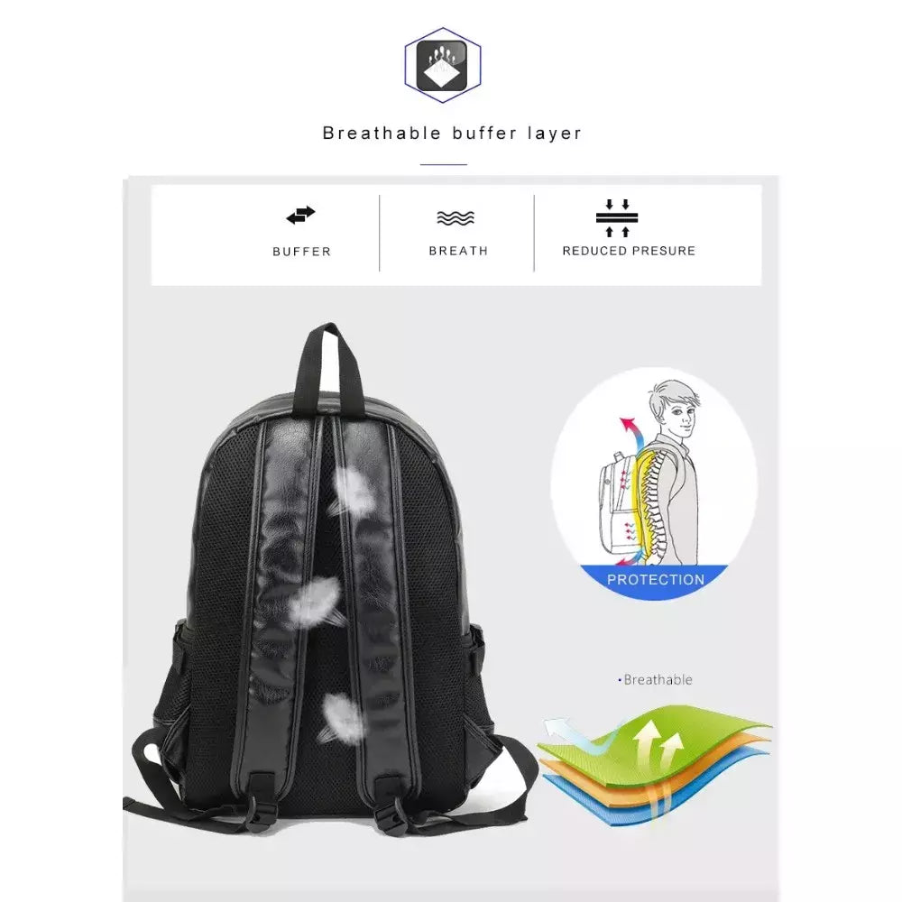 Mochila Escolar de Couro Impermeável para Homens, Bolsa de Viagem, Laptop, Livro Casual de Alta Qualidade, Marca Moda