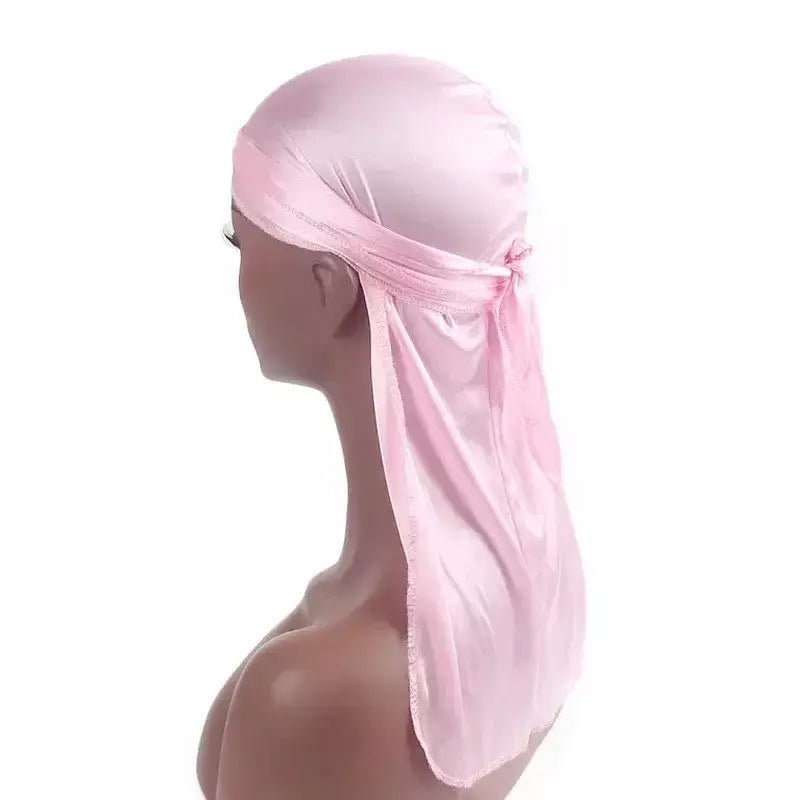 Elasticidade baotou boné faixas de cabelo simulação sedosa durag cauda longa chapéu pirata bandana turbante para crianças criança fita acessórios
