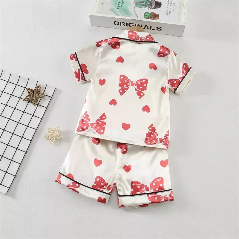 Baby Girls' Sleepwear Suit, Pijama infantil, Roupas infantis, Toddler Casual Costume, Roupas de verão, Camisa infantil, Shorts, Novo, 2Pcs Set