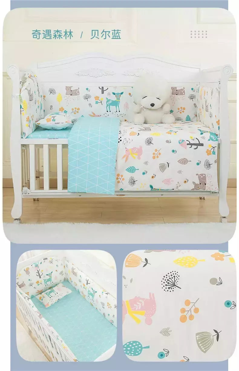 Universo Espaço Algodão cama do bebê Set, Crib Roupa de cama, Kids 'Bedroom Decor, Baby Girl and Boy's Crib, Bed Bumper, Bedsheet and Pillow, 6PCs