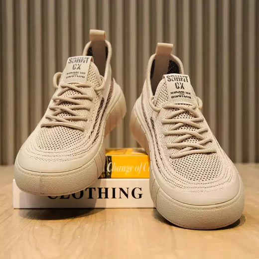 Tênis de malha respirável masculino, leve, confortável, meias antiderrapantes, sapatos esportivos e de lazer, tendência, verão