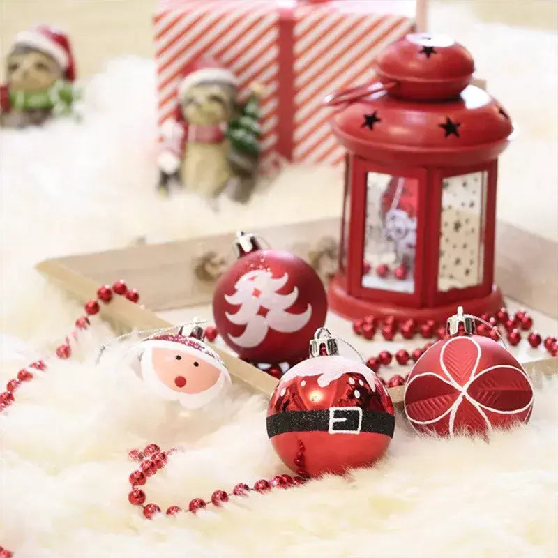 9 pçs bola de natal 6cm decoração da árvore de natal pendurado bola festa de férias decoração diy pintado pingente de árvore de natal