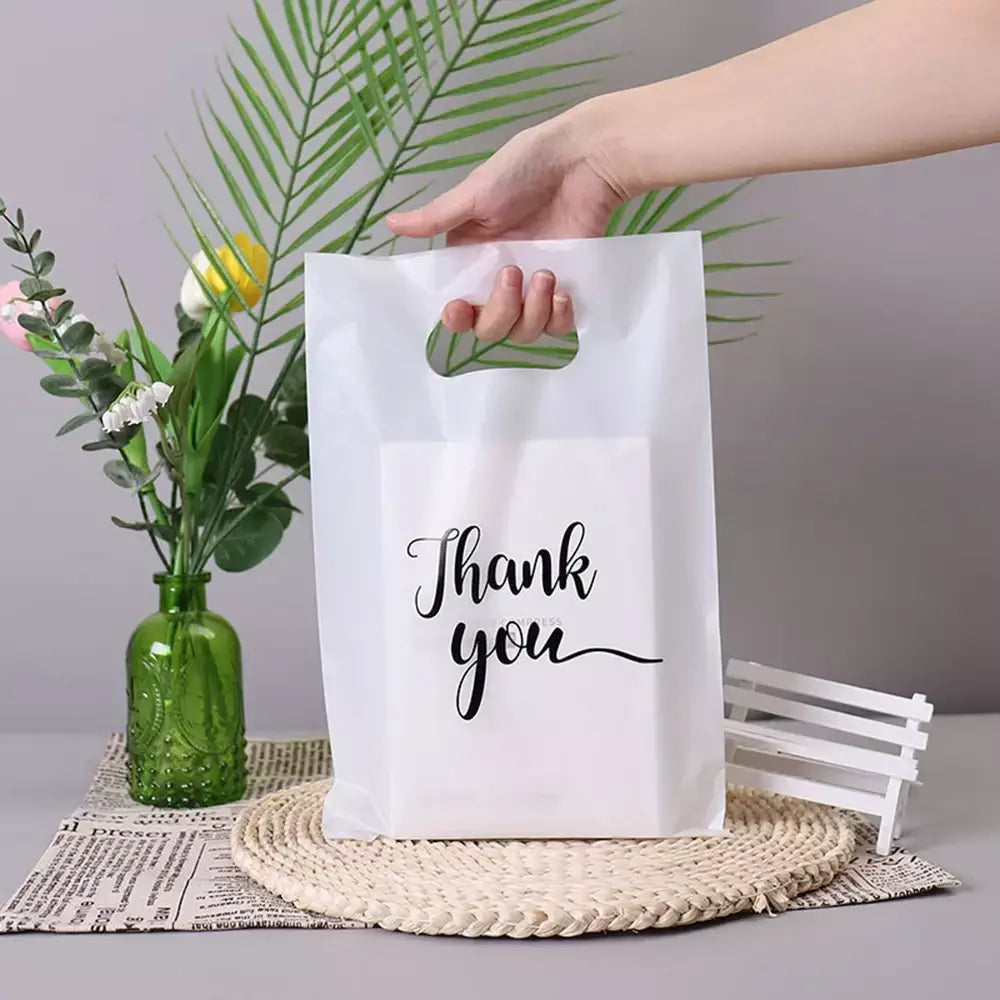 100/50/10 pçs obrigado sacos de presente casamento aniversário convidado presente envoltório sacos de loja de plástico pequenas empresas doces pastelaria loja embalagem
