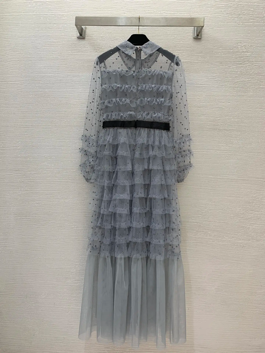 Vestido feminino slim fit plissado em malha, cintura alta, manga longa, retalhamento, vestido feminino de renda, moda outono