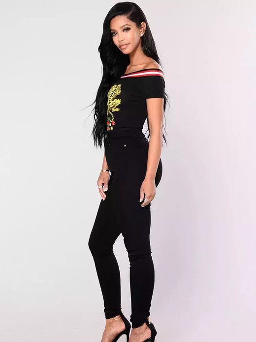 Calça jeans skinny com elástico de cintura alta feminina, calça comprida lápis, envoltório reto de perna, calça casual quadris, vintage, estreita, senhora