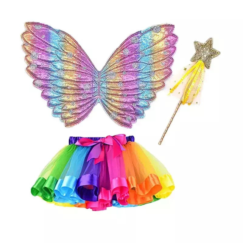 Saia tutu meninas asa verão menina princesa mini pettiskirt festa dança arco-íris tule saias coloridas halloween cosplay roupas