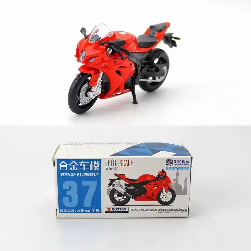 Motocicleta liga e plástico modelo brinquedo, Caipo GSX-R1000 YZF-R1 Vespa 200, 1:18