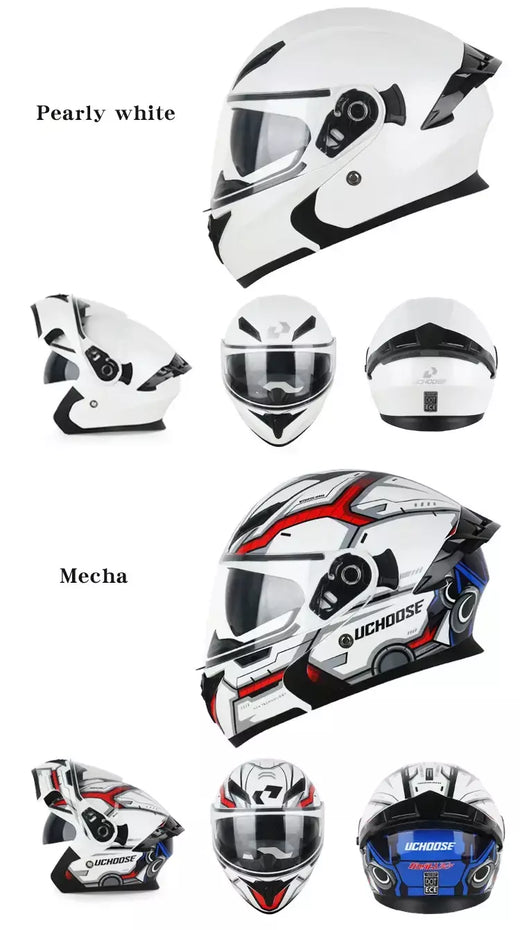 DOT Uchoose Capacetes aprovados Crash Moto Equipamento de proteção Homens Mulheres Flip Up Capacete Motocicleta Viseira Duplo Sol
