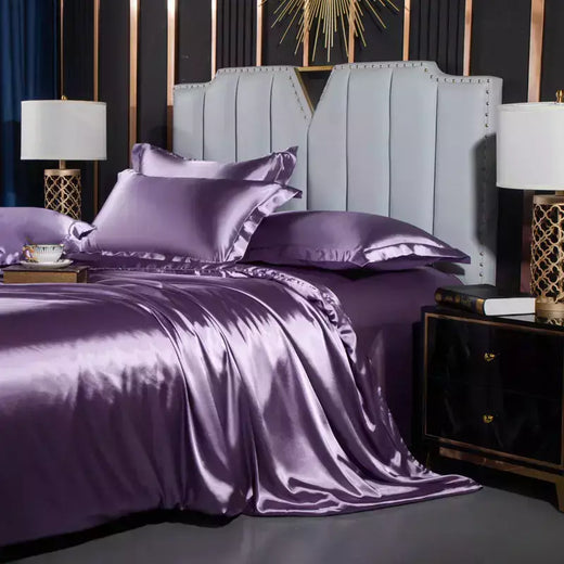 Monocromático Rayon Satin Conjunto de cama, luxo Duvet Cover Kit, Twin Queen e King Size, Home Textile, 3PCs, 4PCs