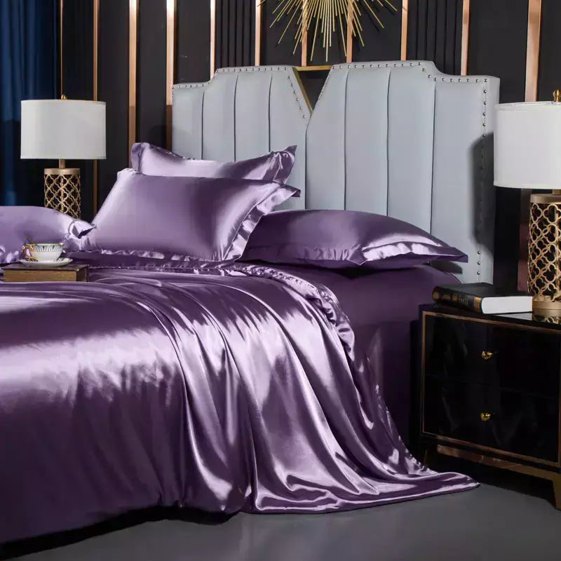 Monocromático Rayon Satin Conjunto de cama, luxo Duvet Cover Kit, Twin Queen e King Size, Home Textile, 3PCs, 4PCs
