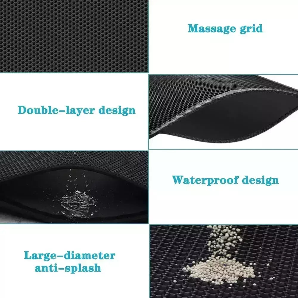 Impermeável Double Layer Pet Litter Mat, Cat Litter Box, Pet WC, Antiderrapante, Areia, Lavável, Limpo, 90x60cm
