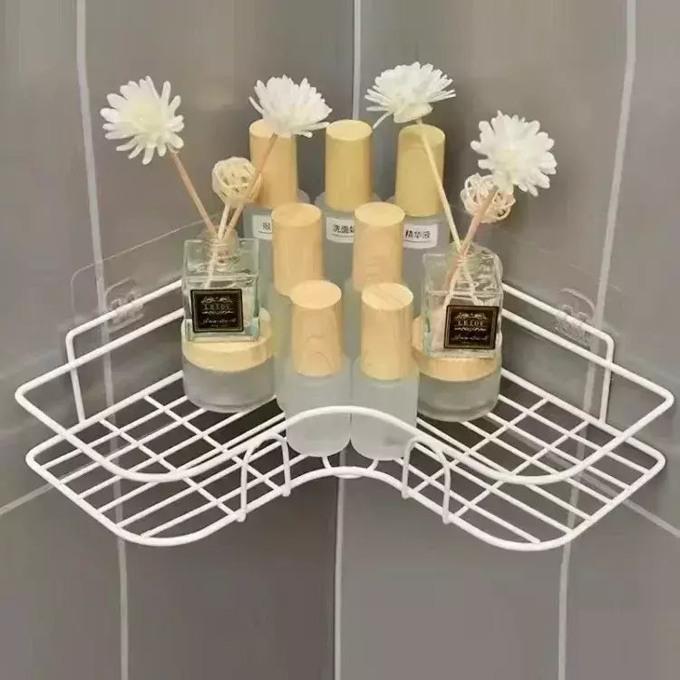 Prateleira De Banheiro De Parede, Prateleiras De Armazenamento De Canto, Suporte Do Shampoo, Rack Cosmético, Cesta De Dreno De Chuveiro De Ferro, Organizador Do Banheiro