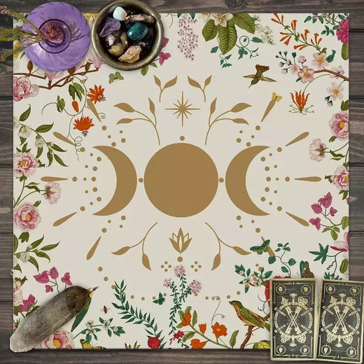 Astrologia Toalha Decorativa, Toalha De Mesa Adivinhação, Feitiçaria, Lua e Flor, Toalha De Mesa De Altar, 1Pc