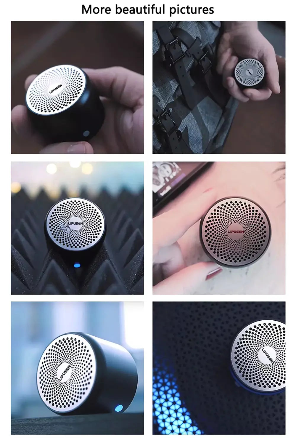 Lipusen A106Pro Alto-falante Bluetooth sem fio portátil, radiador passivo de som de graves aprimorado, alto-falante à prova d'água IPX7 com estojo de transporte