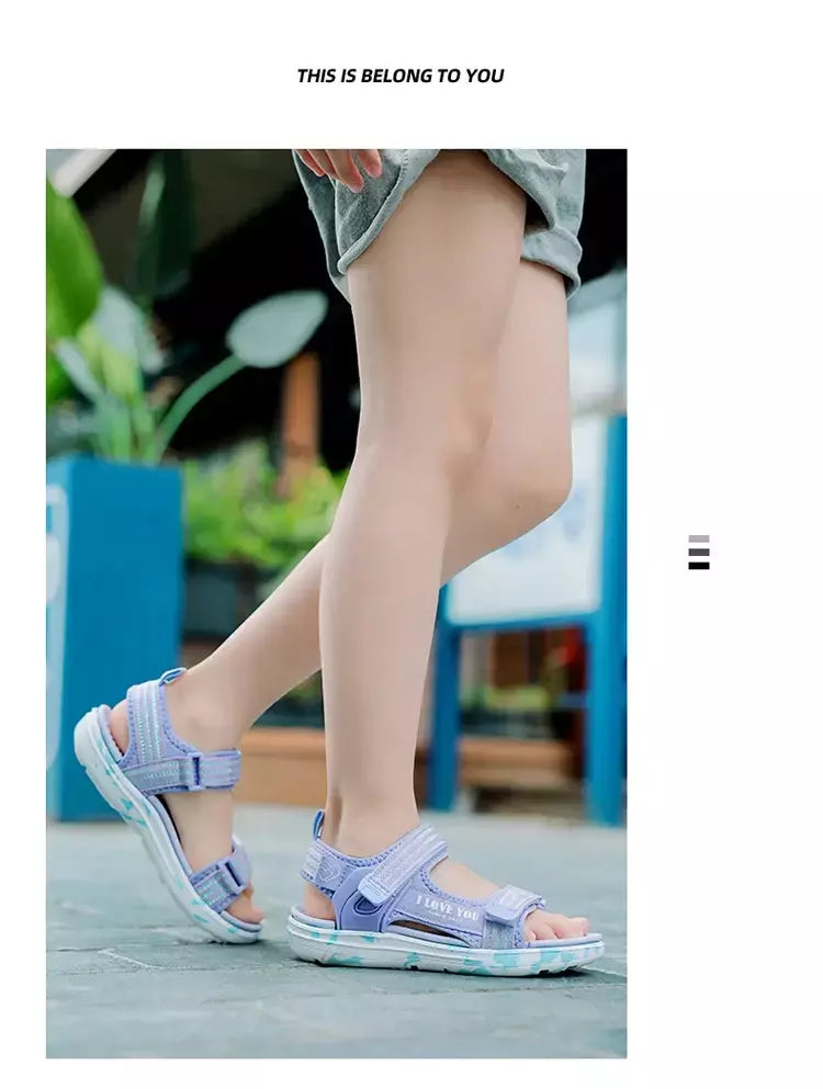 Sandálias de verão para meninas, sandálias esportivas ao ar livre, sapatos de praia casuais, confortáveis, antiderrapantes, moda, tamanho 40