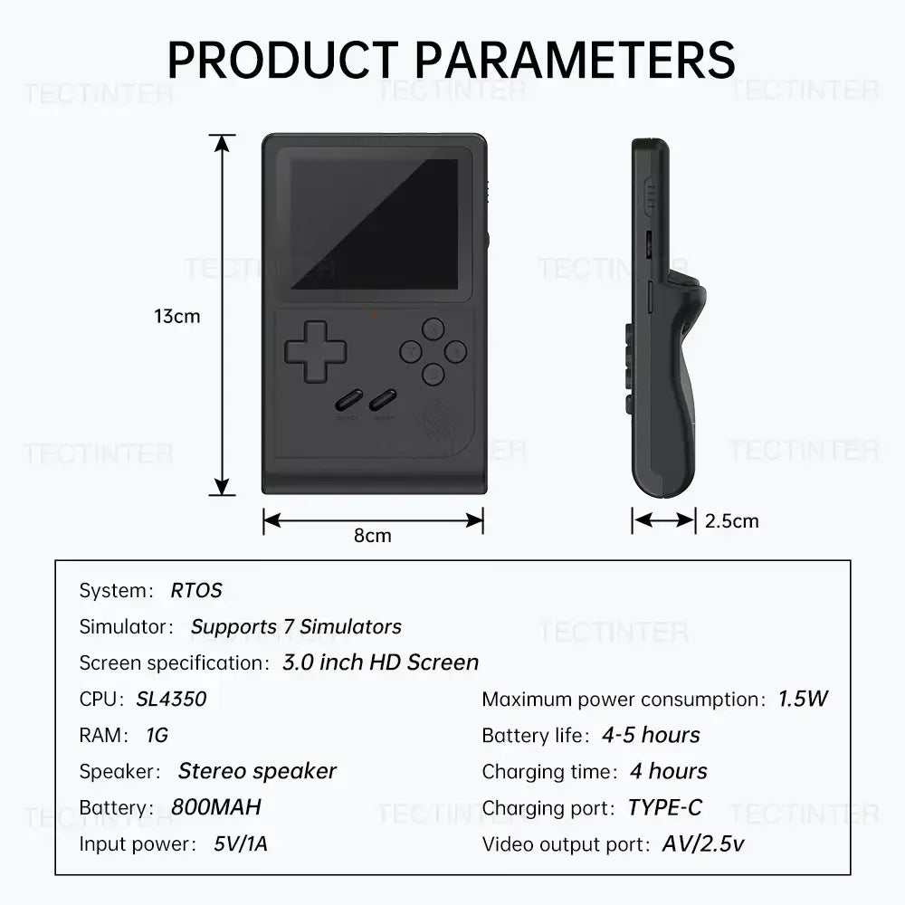 Gb300 portátil jogador de jogo portátil tela de 3.0 polegadas tv console de videogame saída av console de jogo retro embutido 8g 6000 + jogos