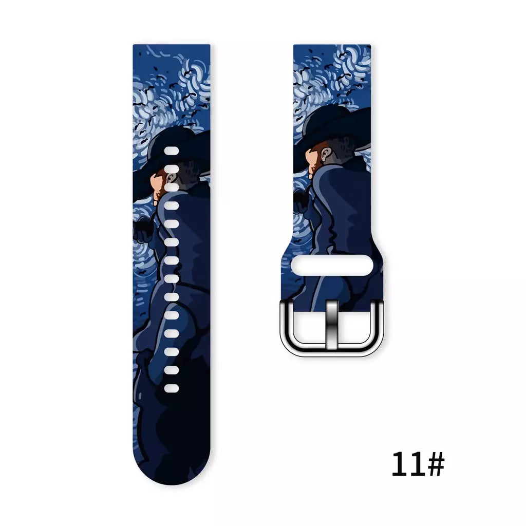 Pulseira impressa série van gogh de 20mm para samsung galaxy watch 7/6/5 40mm 44mm pulseira substituível para xiaomi huawei amazfit