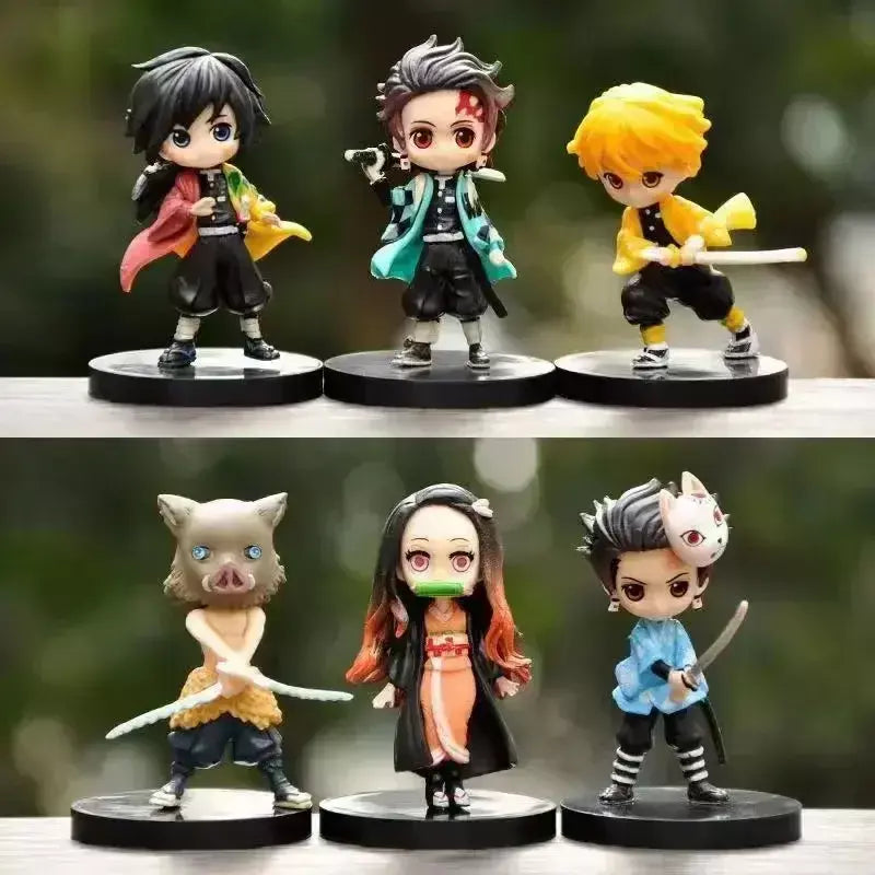6 pçs/set 6cm Anime Demon Slayer Boneca Brinquedo Q Posket Kimetsu No Yaiba Kamado Tanjirou Kamado Nezuko Agatsuma Figuras de Ação Presentes