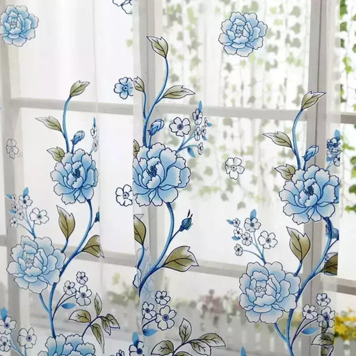 Peony Tule Cortinas para Porta e Janela da Cozinha, Jacquard Sheer Voile, Cortinas de Fios, Sala e Quarto, 100x200cm, Y, 1PC