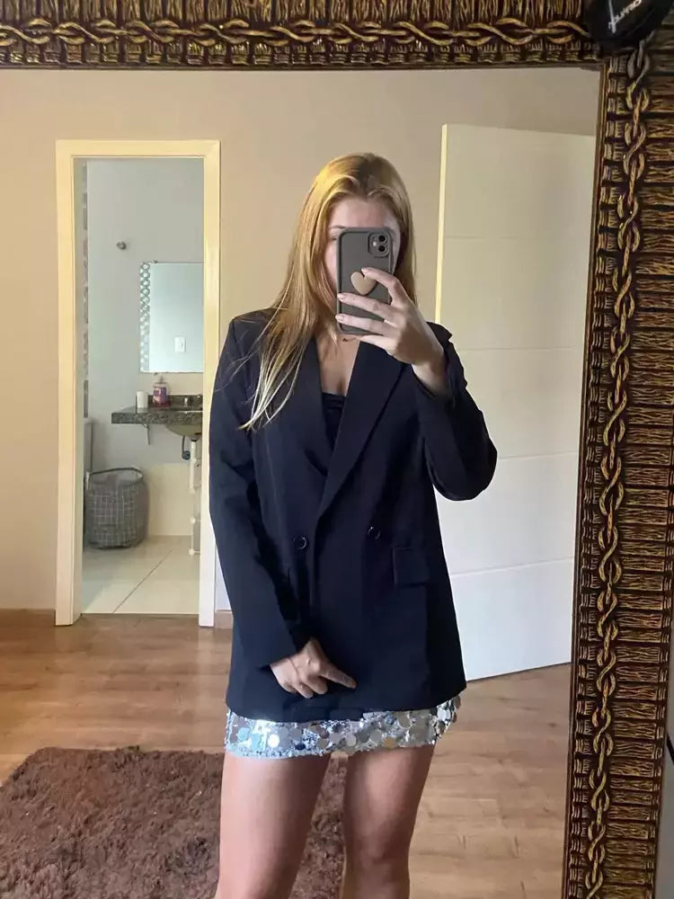 TRAF-Blazer feminino de escritório, preto, bege, cáqui, azul, verde, cinza, casaco de moda, blazers femininos, jaqueta, casacos, 2024