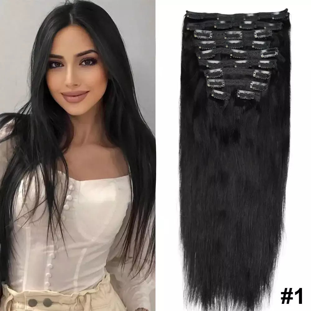 Doreen 160g 200g 240g série de volume máquina brasileira remy clipe reto em extensões de cabelo humano cabeça cheia 10 pçs 16 a 24 Polegada