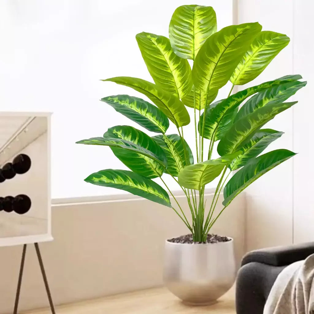 Palmeira tropical artificial 60-90-120cm(47,2 pol.) folhas de planta de banana falsa toque real planta de plástico strelitzia para jardim doméstico