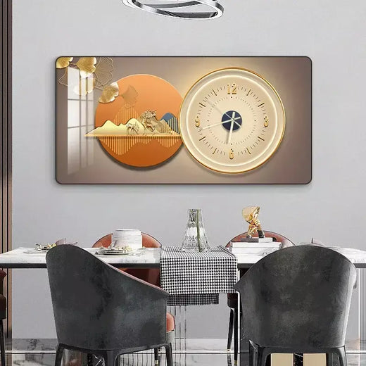 Relógio De Parede De Porcelana De Cristal Para Casa, Pintura Decorativa Retangular, Restaurante simples, Pendurado em Canto Redondo