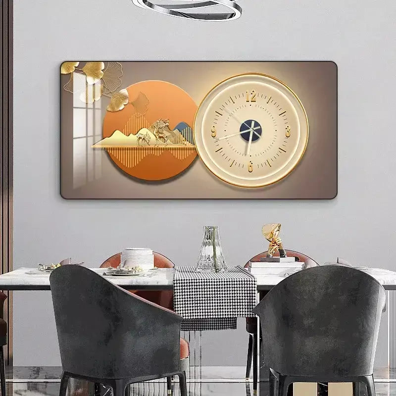 Relógio De Parede De Porcelana De Cristal Para Casa, Pintura Decorativa Retangular, Restaurante simples, Pendurado em Canto Redondo