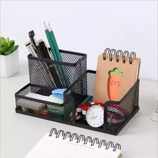 Suporte De Caneta De Metal Criativo, Organizador De Papelaria De Mesa, Suporte De Lápis, Rack De Armazenamento De Arquivo, Caixa De 3 Grelha, Acessórios De Escritório
